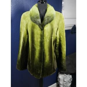 Amazing NWOT Apple lime green Ombre Sheared & Long hair Mink  Fur Coat Jacket
